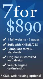 Quality 7-page website for only $890: Built in XHTML/CSS, compliant to W3C standards, original web design, search engine optimization.