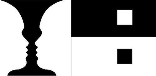 The idea in figure-ground is that the eye will separate whole figures from their background in order to understand what’s being seen.