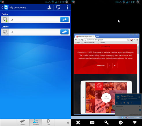 Access computer using smartphone with Teamviewer